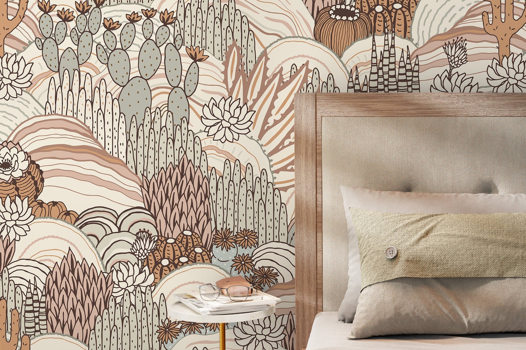 Boho Desert Landscape Wallpaper / Peel and Stick Wallpaper Removable Wallpaper Home Decor Wall Art Wall Decor Room Decor - D278