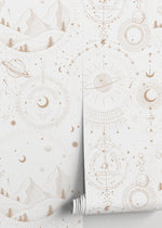 Aesthetic Celestial Mountains Wallpaper / Peel and Stick Wallpaper Removable Wallpaper Home Decor Wall Art Wall Decor Room Decor - D339