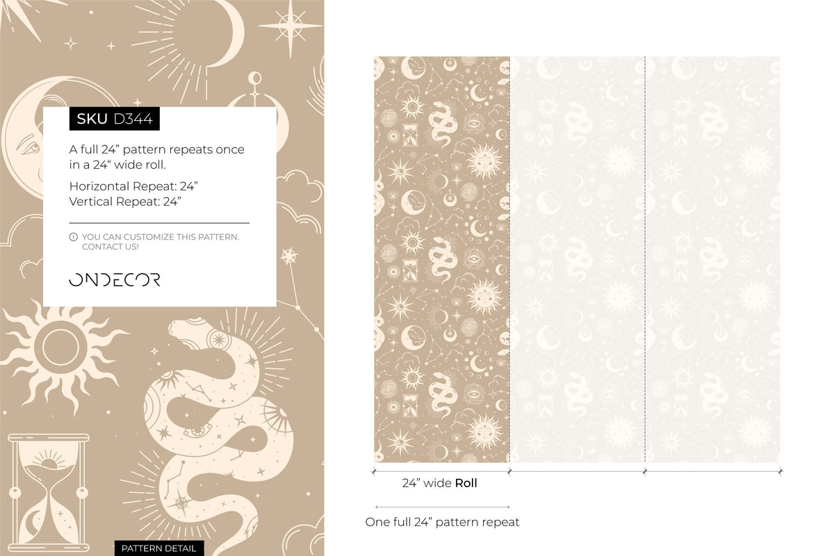 Beige Whimsical Wallpaper / Peel and Stick Wallpaper Removable Wallpaper Home Decor Wall Art Wall Decor Room Decor - D344