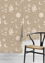 Beige Whimsical Wallpaper / Peel and Stick Wallpaper Removable Wallpaper Home Decor Wall Art Wall Decor Room Decor - D344