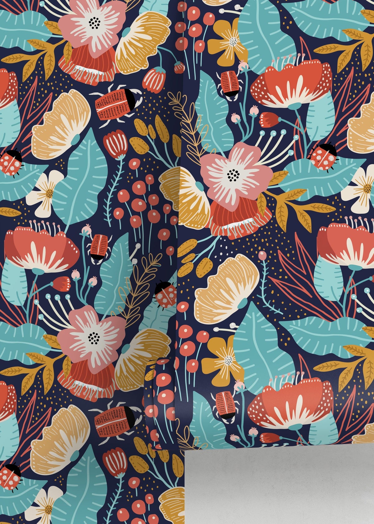 Colorful Floral Garden Wallpaper / Peel and Stick Wallpaper Removable Wallpaper Home Decor Wall Art Wall Decor Room Decor - D311