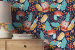 Colorful Floral Garden Wallpaper / Peel and Stick Wallpaper Removable Wallpaper Home Decor Wall Art Wall Decor Room Decor - D311