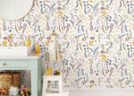 Boho Wildflowers Wallpaper / Peel and Stick Wallpaper Removable Wallpaper Home Decor Wall Art Wall Decor Room Decor - D316