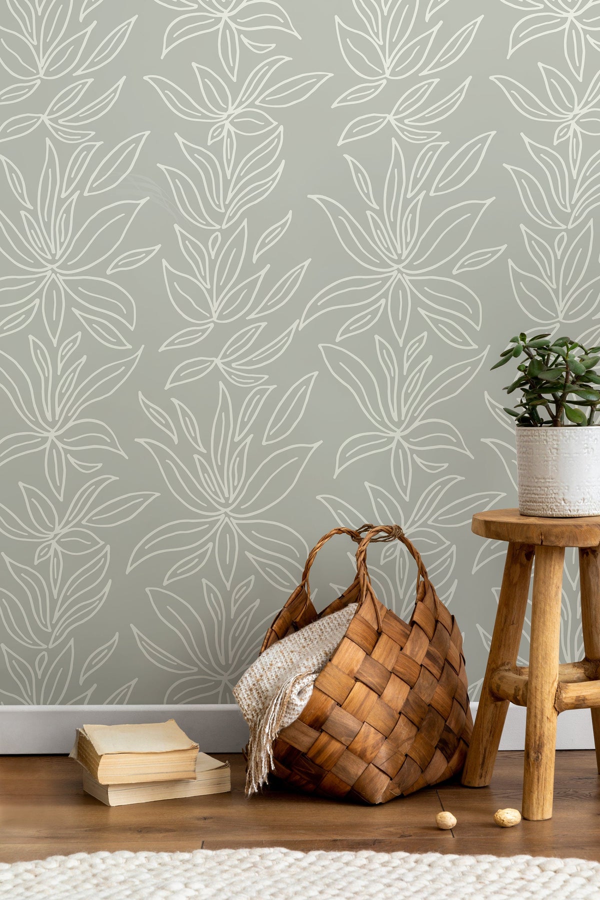 Minimalist Abstract Floral Wallpaper / Peel and Stick Wallpaper Removable Wallpaper Home Decor Wall Art Wall Decor Room Decor - D329