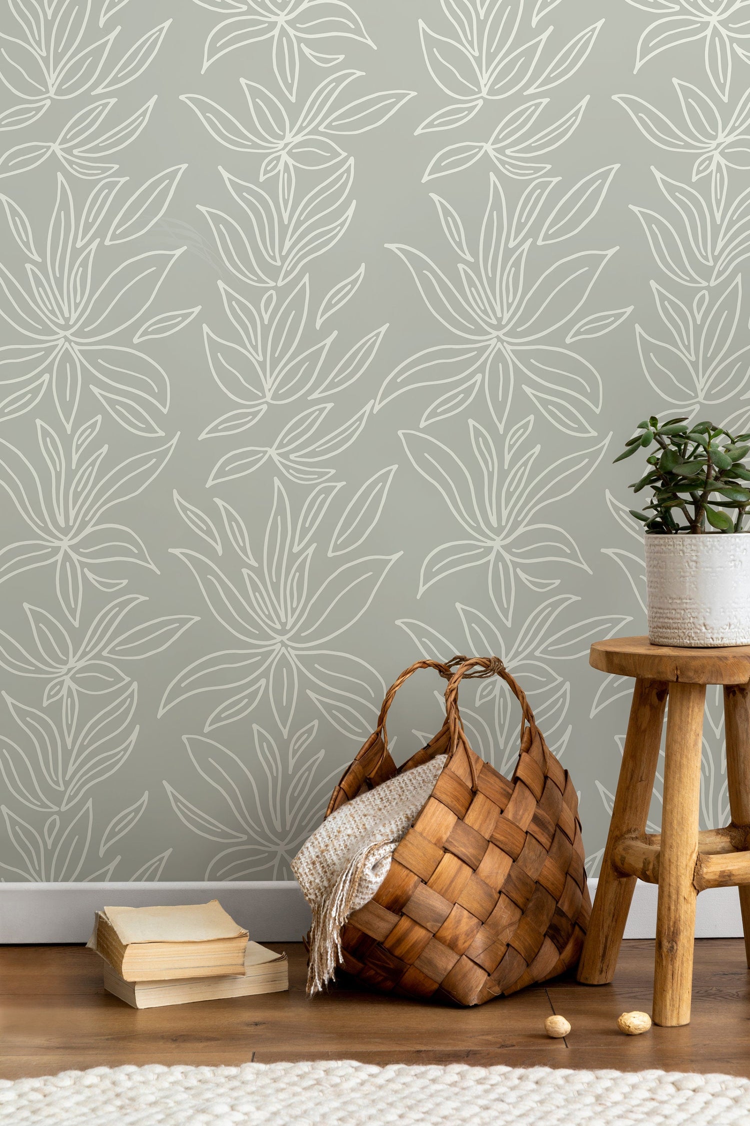 Minimalist Abstract Floral Wallpaper / Peel and Stick Wallpaper Removable Wallpaper Home Decor Wall Art Wall Decor Room Decor - D329
