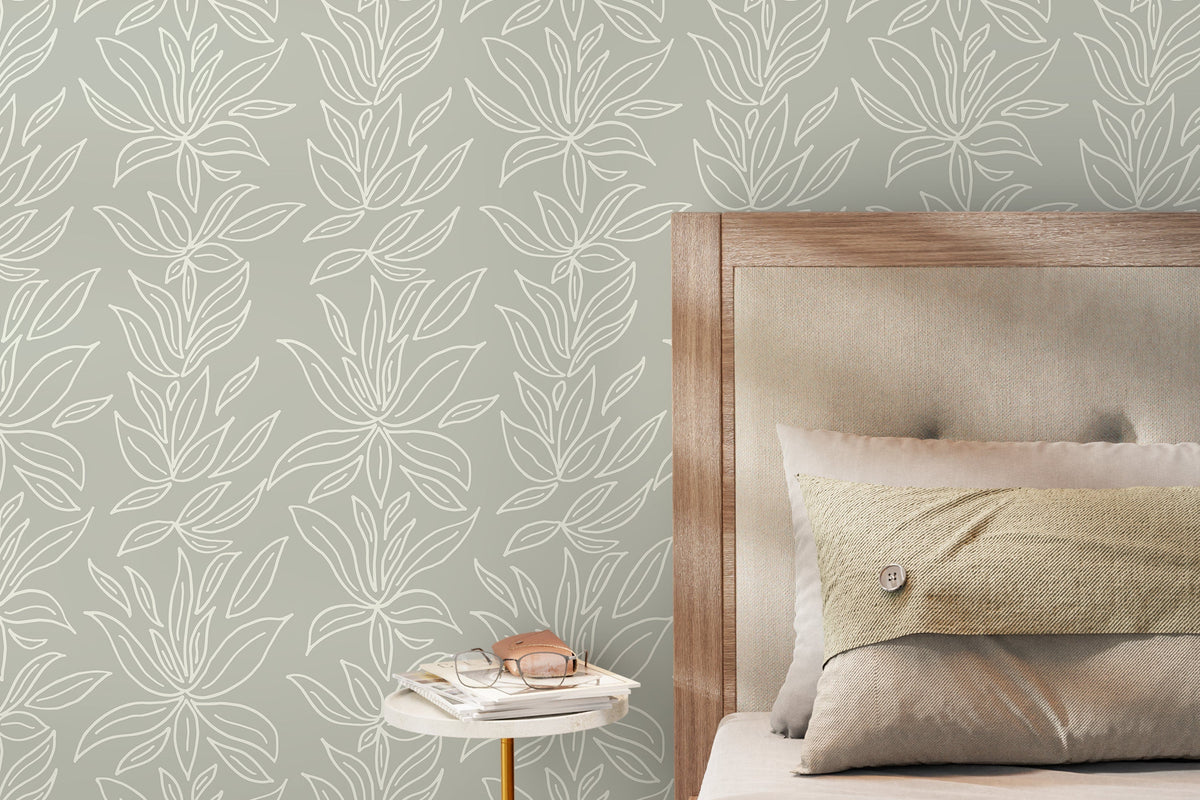 Minimalist Abstract Floral Wallpaper / Peel and Stick Wallpaper Removable Wallpaper Home Decor Wall Art Wall Decor Room Decor - D329