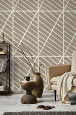 Tan Geometric Wallpaper / Peel and Stick Wallpaper Removable Wallpaper Home Decor Wall Art Wall Decor Room Decor - D327