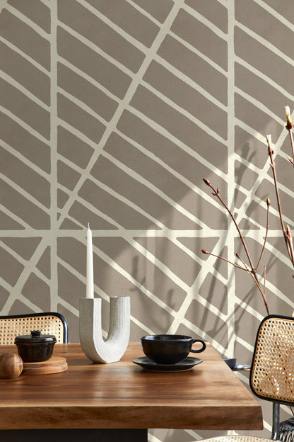 Tan Geometric Wallpaper / Peel and Stick Wallpaper Removable Wallpaper Home Decor Wall Art Wall Decor Room Decor - D327