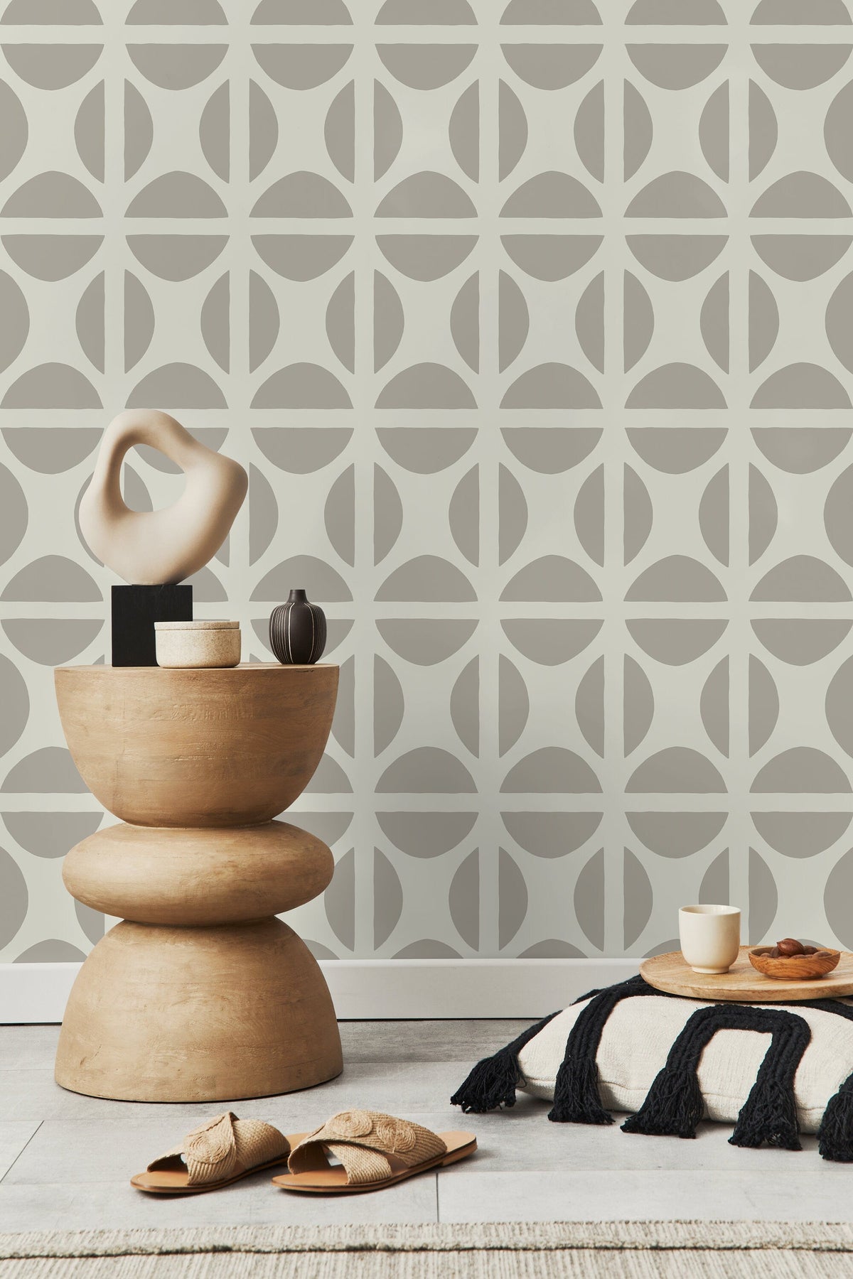 Beige Geometric Wallpaper / Peel and Stick Wallpaper Removable Wallpaper Home Decor Wall Art Wall Decor Room Decor - D333