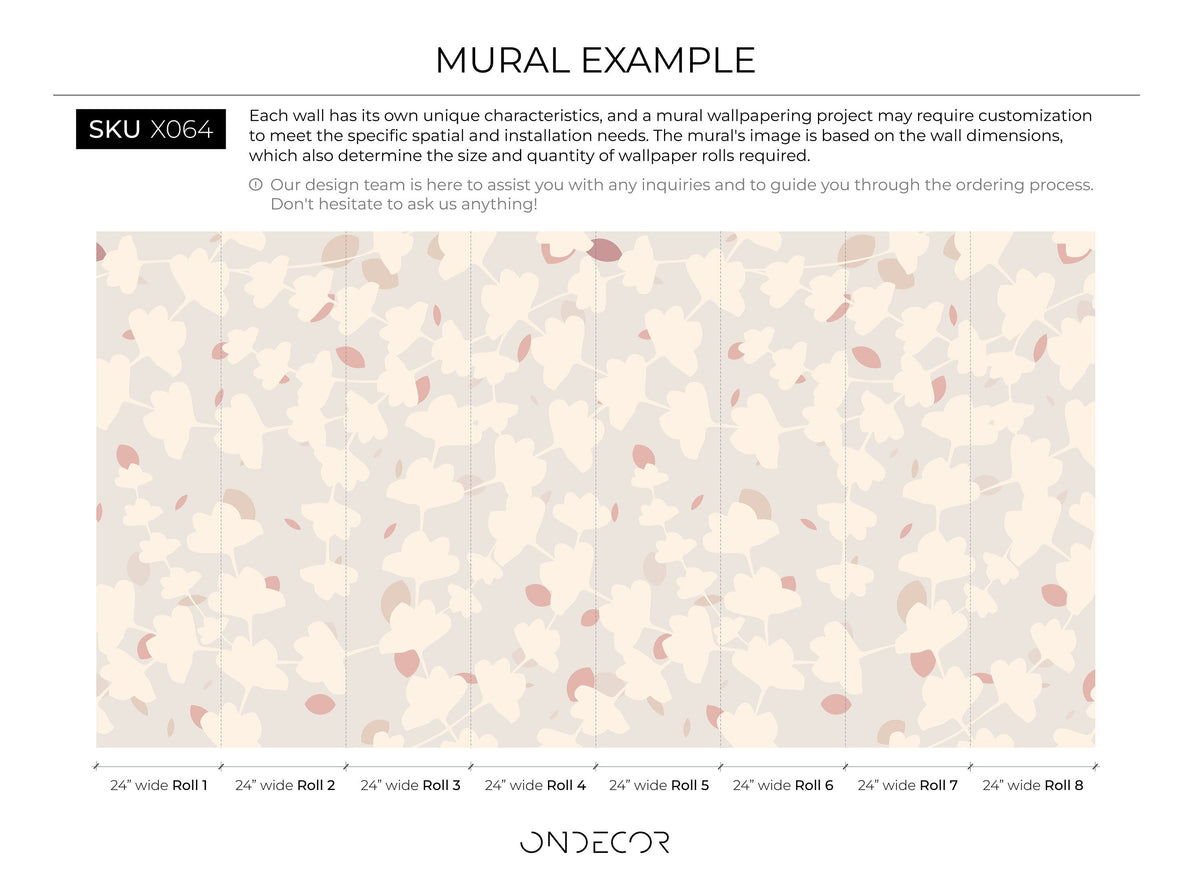 Removable Wallpaper, Temporary Wallpaper, Minimalistic Wallpaper, Peel and Stick Wallpaper, Leaf Wallpaper - X064