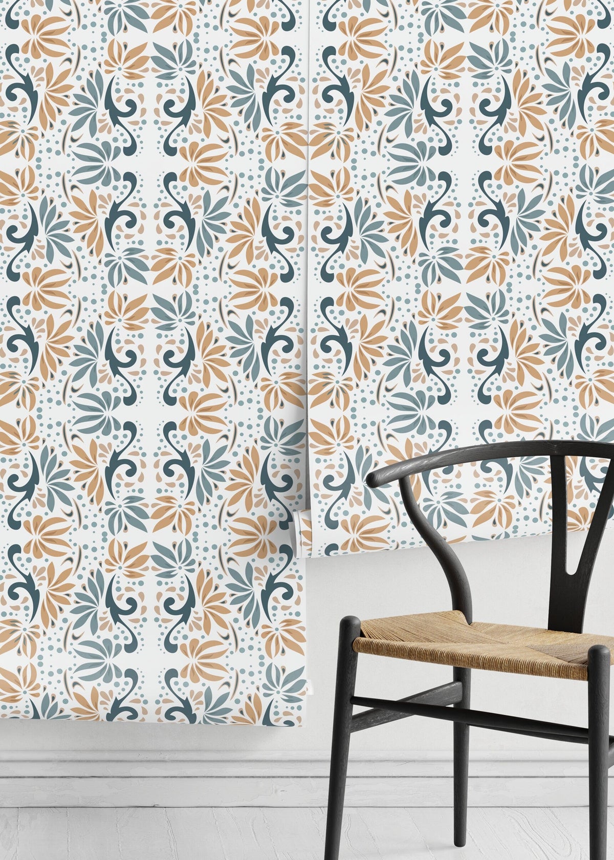 Modern Floral Wallpaper / Peel and Stick Wallpaper Removable Wallpaper Home Decor Wall Art Wall Decor Room Decor - D250