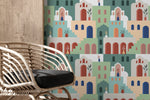 Aesthetic Marrocan Houses Wallpaper / Peel and Stick Wallpaper Removable Wallpaper Home Decor Wall Art Wall Decor Room Decor - D204