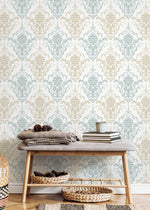 Light Vintage Damask Wallpaper / Peel and Stick Wallpaper Removable Wallpaper Home Decor Wall Art Wall Decor Room Decor - D194