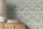 Mint Vintage Damask Wallpaper / Peel and Stick Wallpaper Removable Wallpaper Home Decor Wall Art Wall Decor Room Decor - D251