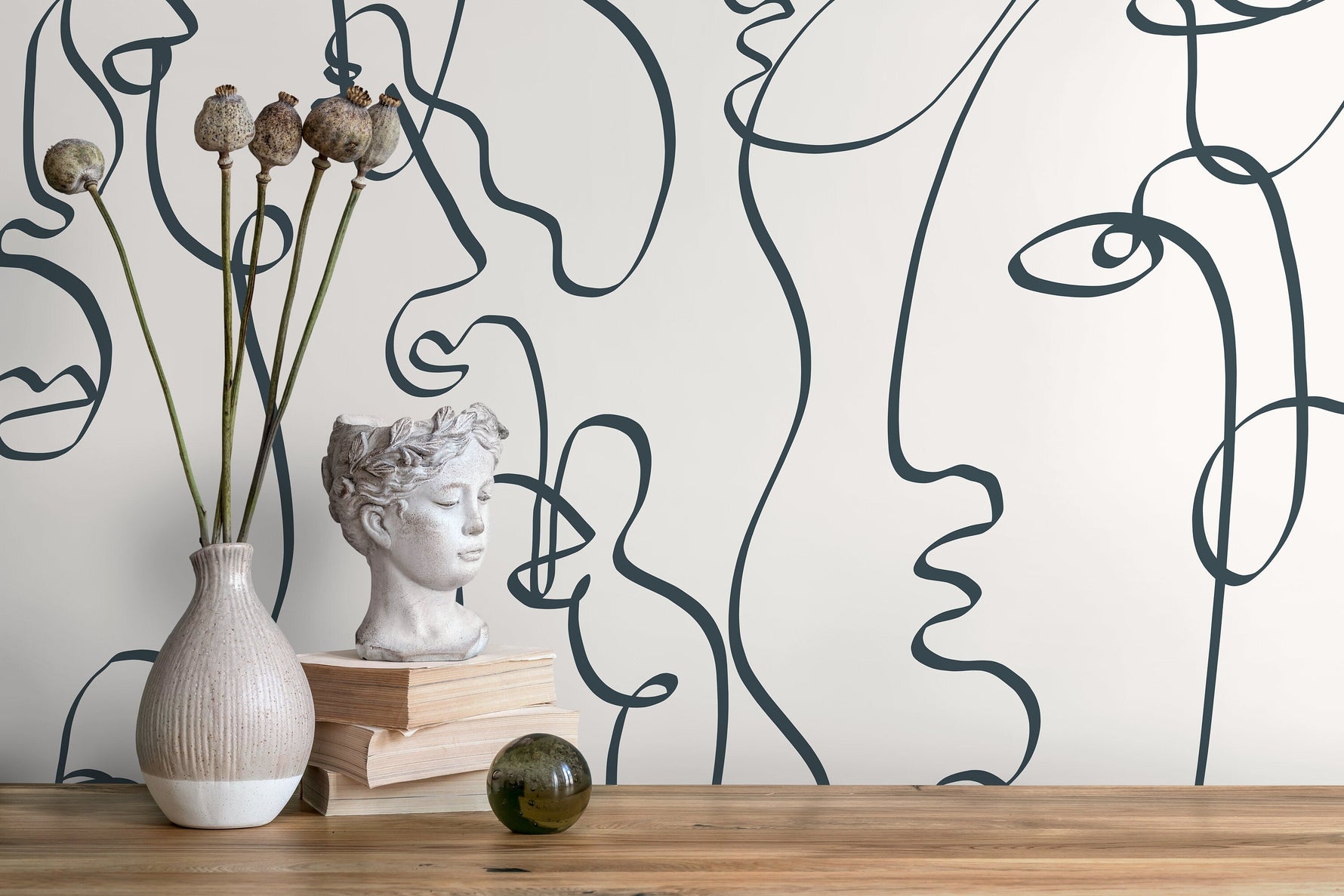Aesthetic Brush Art Wallpaper / Peel and Stick Wallpaper Removable Wallpaper Home Decor Wall Art Wall Decor Room Decor - D363