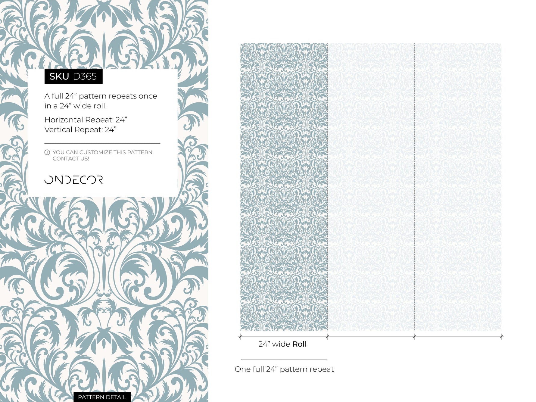 Light Blue Victorian Wallpaper / Peel and Stick Wallpaper Removable Wallpaper Home Decor Wall Art Wall Decor Room Decor - D365
