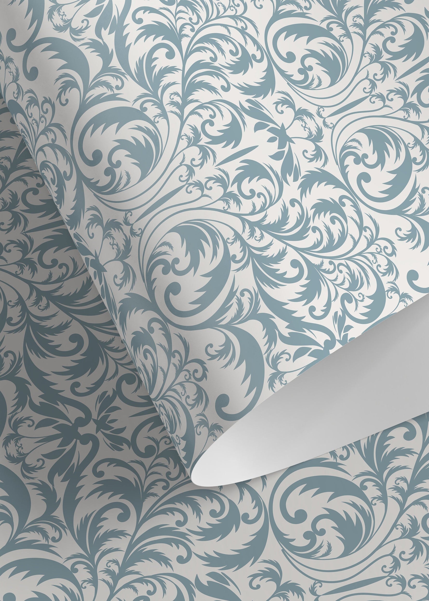 Light Blue Victorian Wallpaper / Peel and Stick Wallpaper Removable Wallpaper Home Decor Wall Art Wall Decor Room Decor - D365