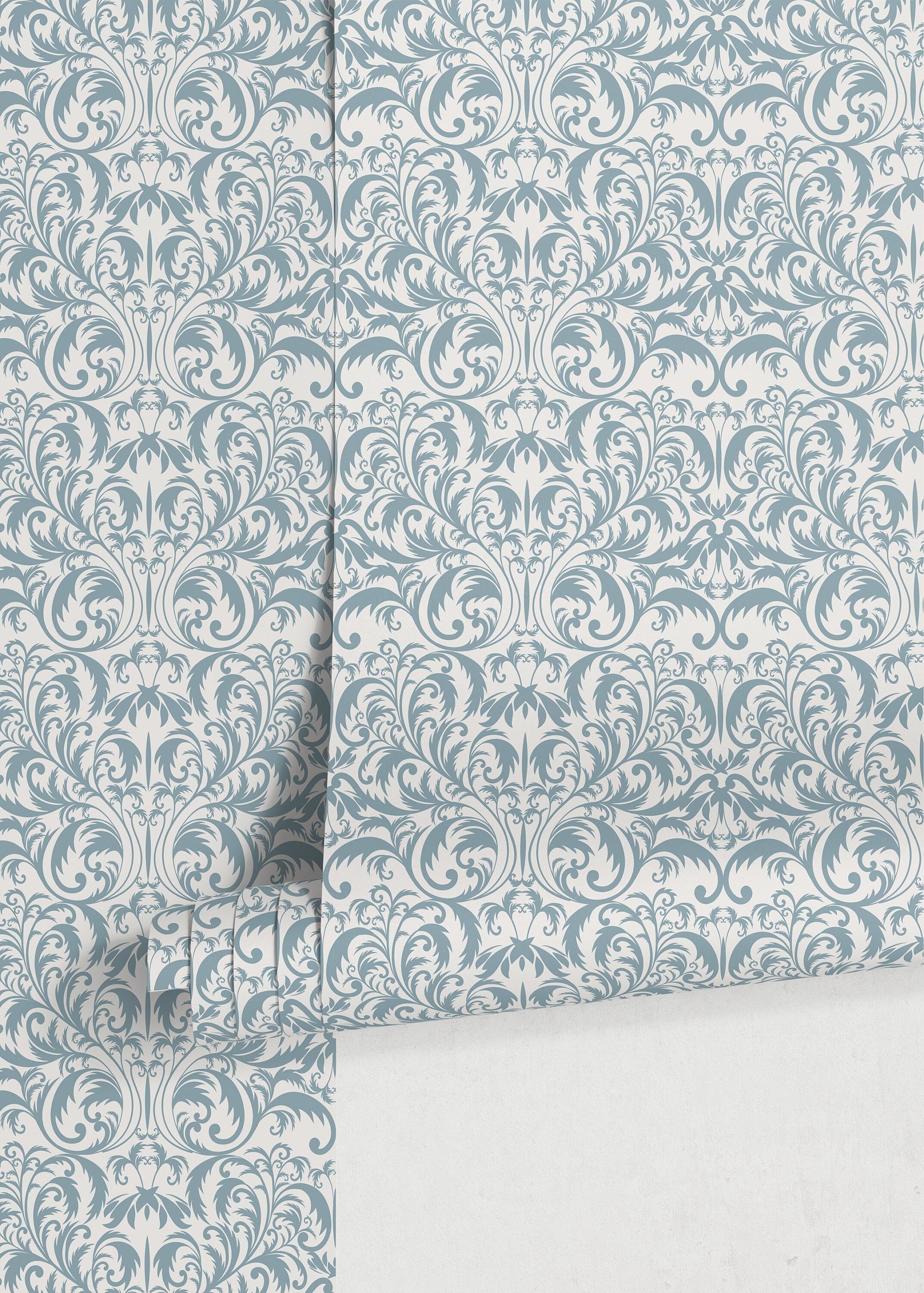 Light Blue Victorian Wallpaper / Peel and Stick Wallpaper Removable Wallpaper Home Decor Wall Art Wall Decor Room Decor - D365