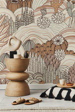 Boho Desert Landscape Wallpaper / Peel and Stick Wallpaper Removable Wallpaper Home Decor Wall Art Wall Decor Room Decor - D278