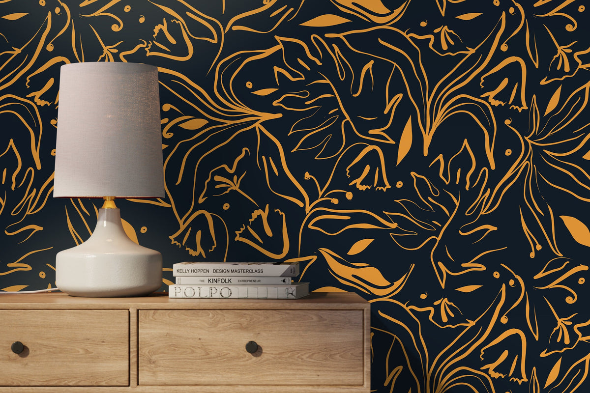 Abstract Floral Wallpaper / Peel and Stick Wallpaper Removable Wallpaper Home Decor Wall Art Wall Decor Room Decor - D366