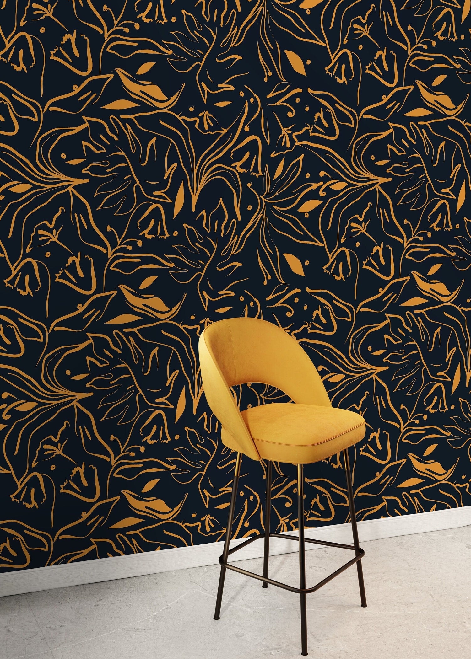 Abstract Floral Wallpaper / Peel and Stick Wallpaper Removable Wallpaper Home Decor Wall Art Wall Decor Room Decor - D366