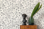Black and White Wildflowers Wallpaper / Peel and Stick Wallpaper Removable Wallpaper Home Decor Wall Art Wall Decor Room Decor - D306