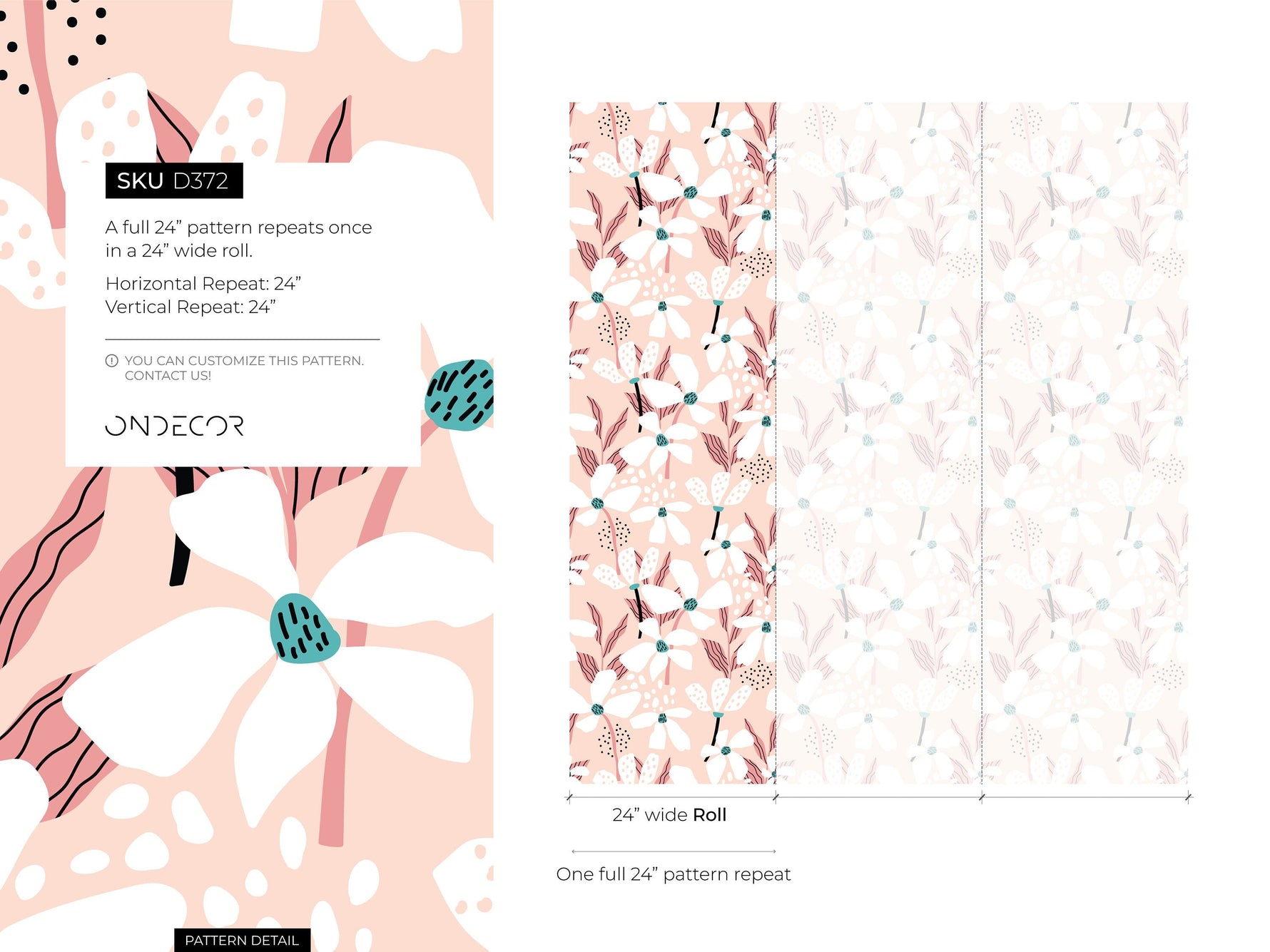 Pink Floral Wallpaper / Peel and Stick Wallpaper Removable Wallpaper Home Decor Wall Art Wall Decor Room Decor - D372