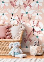 Pink Floral Wallpaper / Peel and Stick Wallpaper Removable Wallpaper Home Decor Wall Art Wall Decor Room Decor - D372