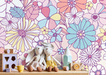 Retro Floral Wallpaper / Peel and Stick Wallpaper Removable Wallpaper Home Decor Wall Art Wall Decor Room Decor - D375