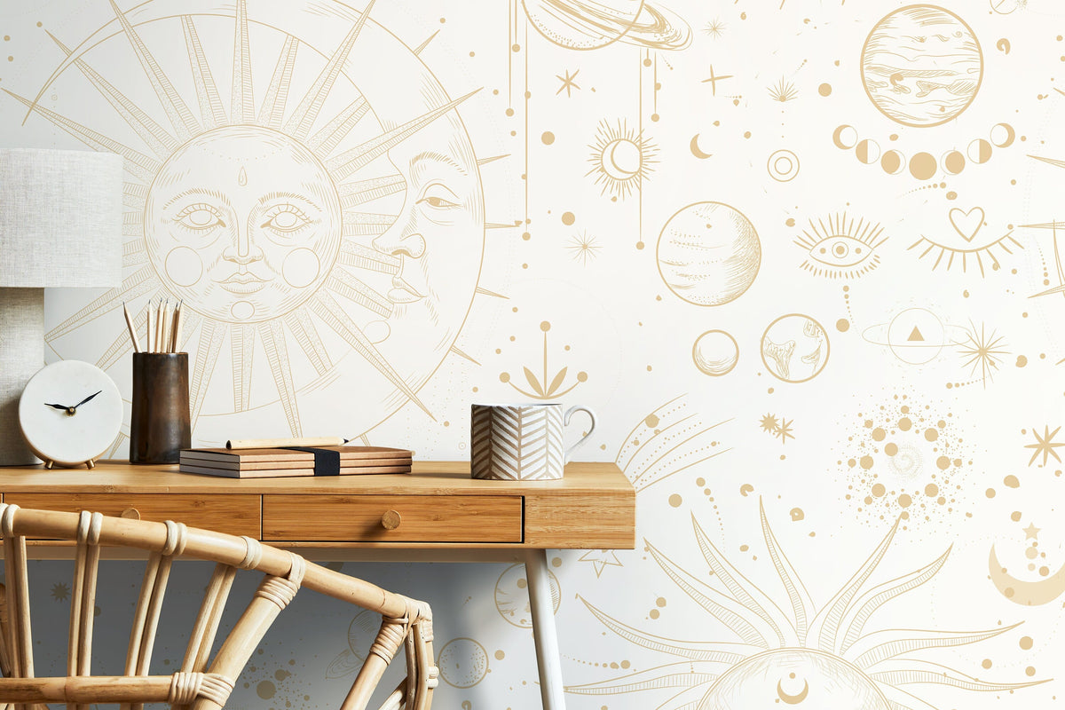 Aesthetic Celestial Wallpaper / Peel and Stick Wallpaper Removable Wallpaper Home Decor Wall Art Wall Decor Room Decor - D341