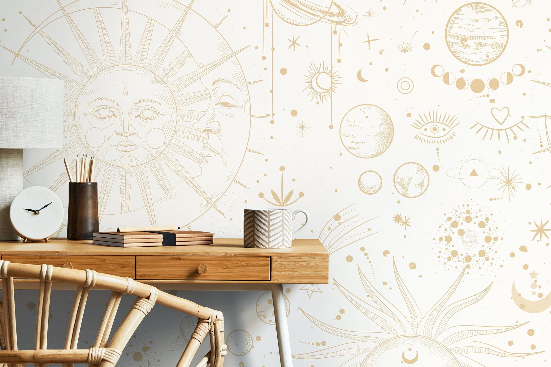 Aesthetic Celestial Wallpaper / Peel and Stick Wallpaper Removable Wallpaper Home Decor Wall Art Wall Decor Room Decor - D341