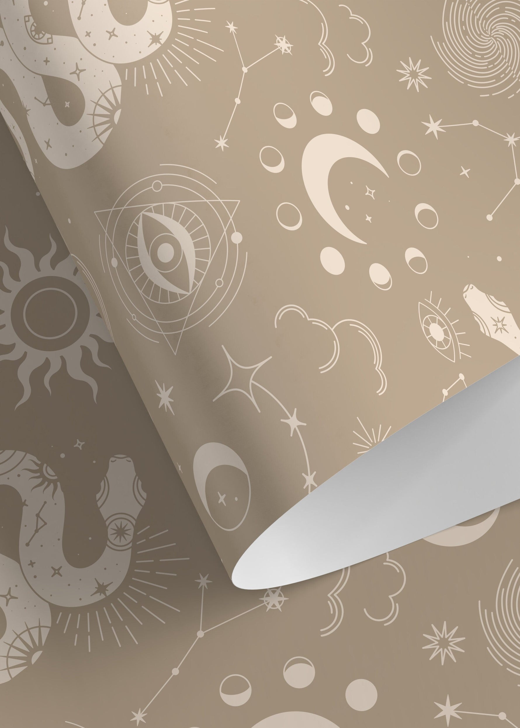 Beige Whimsical Wallpaper / Peel and Stick Wallpaper Removable Wallpaper Home Decor Wall Art Wall Decor Room Decor - D344