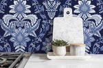 Blue Vintage Victorian Wallpaper / Peel and Stick Wallpaper Removable Wallpaper Home Decor Wall Art Wall Decor Room Decor - D223