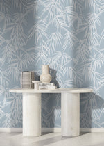 Light Blue Tropical Wallpaper / Peel and Stick Wallpaper Removable Wallpaper Home Decor Wall Art Wall Decor Room Decor - D334