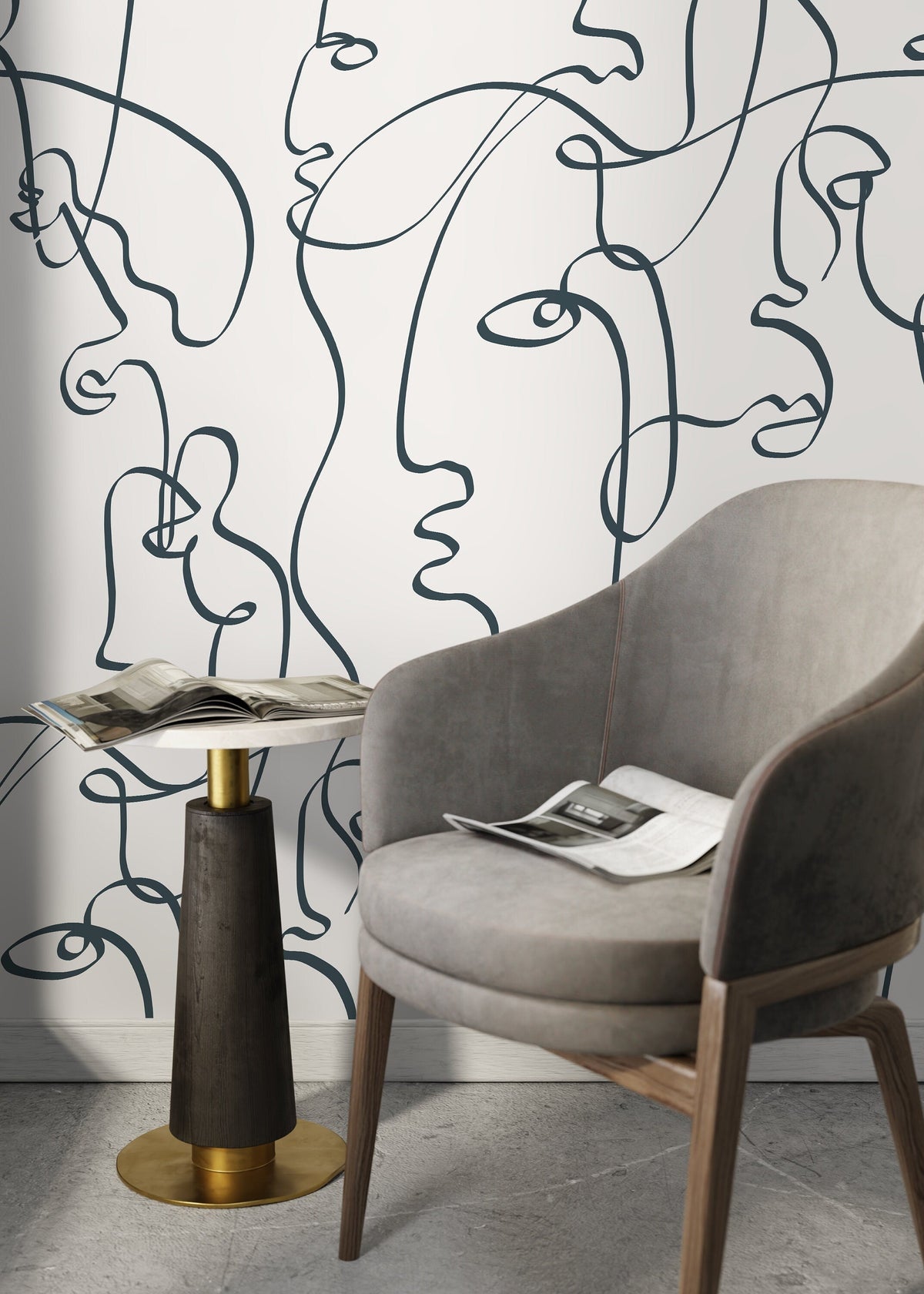 Aesthetic Brush Art Wallpaper / Peel and Stick Wallpaper Removable Wallpaper Home Decor Wall Art Wall Decor Room Decor - D363