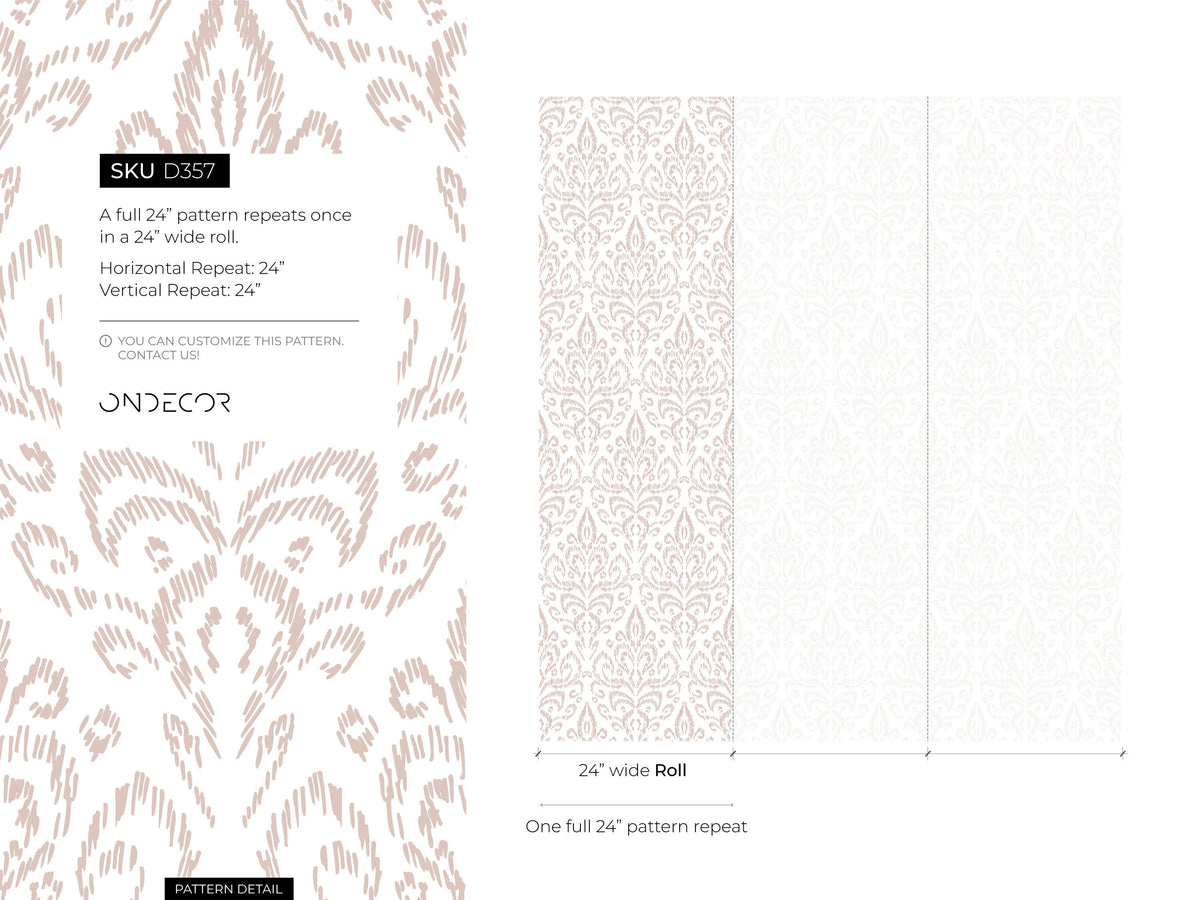 Neutral Vintage Wallpaper / Peel and Stick Wallpaper Removable Wallpaper Home Decor Wall Art Wall Decor Room Decor - D357
