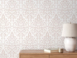 Neutral Vintage Wallpaper / Peel and Stick Wallpaper Removable Wallpaper Home Decor Wall Art Wall Decor Room Decor - D357