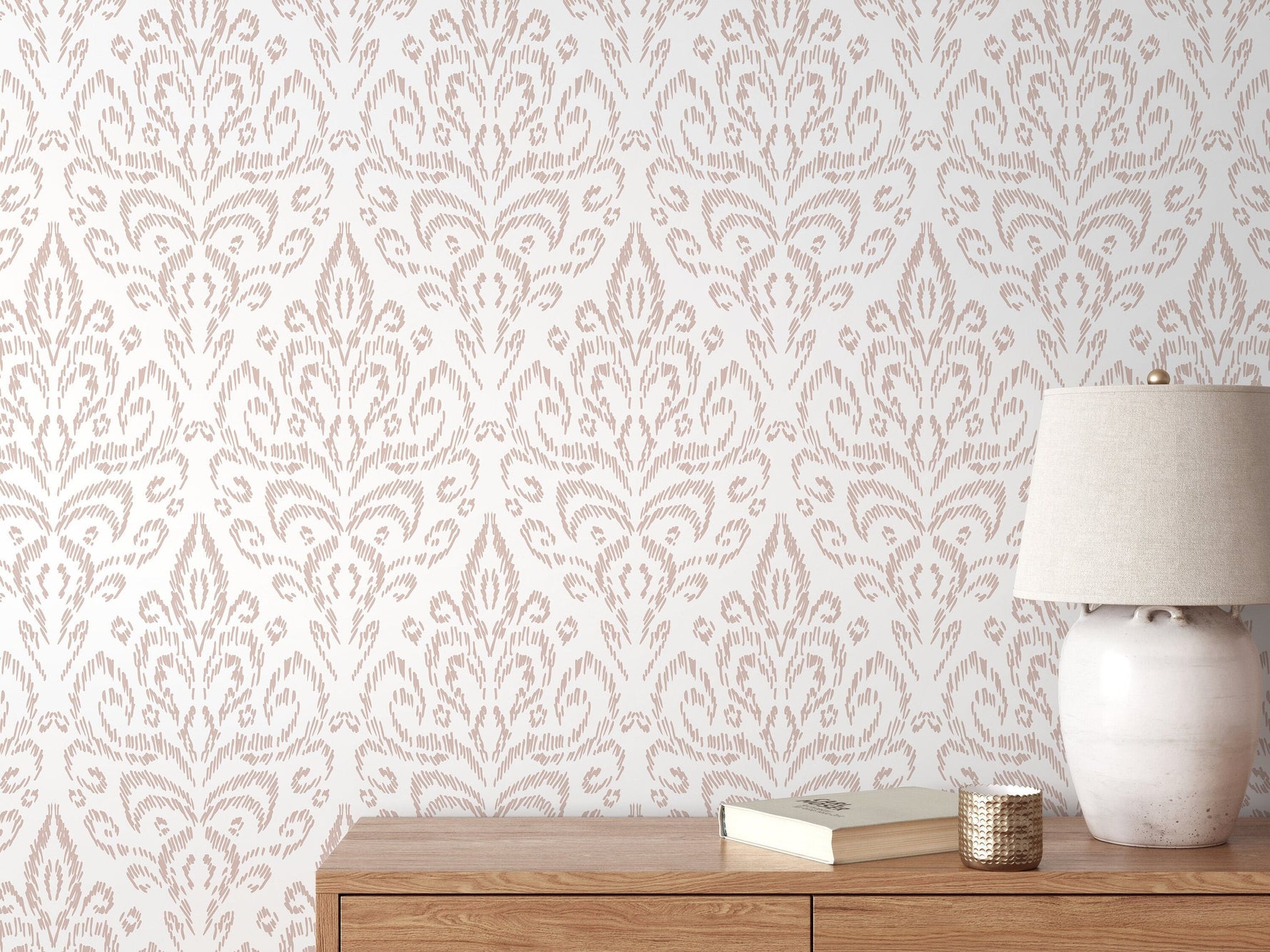 Neutral Vintage Wallpaper / Peel and Stick Wallpaper Removable Wallpaper Home Decor Wall Art Wall Decor Room Decor - D357