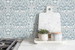 Light Blue Victorian Wallpaper / Peel and Stick Wallpaper Removable Wallpaper Home Decor Wall Art Wall Decor Room Decor - D365