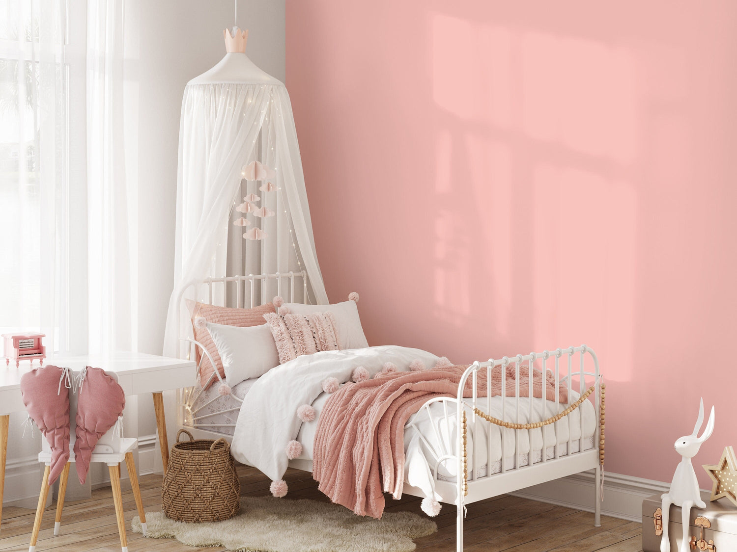 Rosy Pink Wallpaper / Solid Color / Peel and Stick Wallpaper Removable Wallpaper Home Decor Wall Art Wall Decor Room Decor - D450