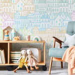 Wallpaper Peel and Stick Wallpaper Removable Wallpaper Home Decor Wall Art Wall Decor Room Decor / Colorful City Wallpaper - A743