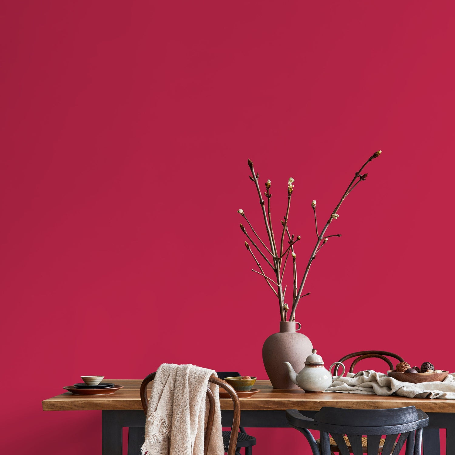 Bright Maroon Wallpaper / Solid Color / Peel and Stick Wallpaper Removable Wallpaper Home Decor Wall Art Wall Decor Room Decor - D455