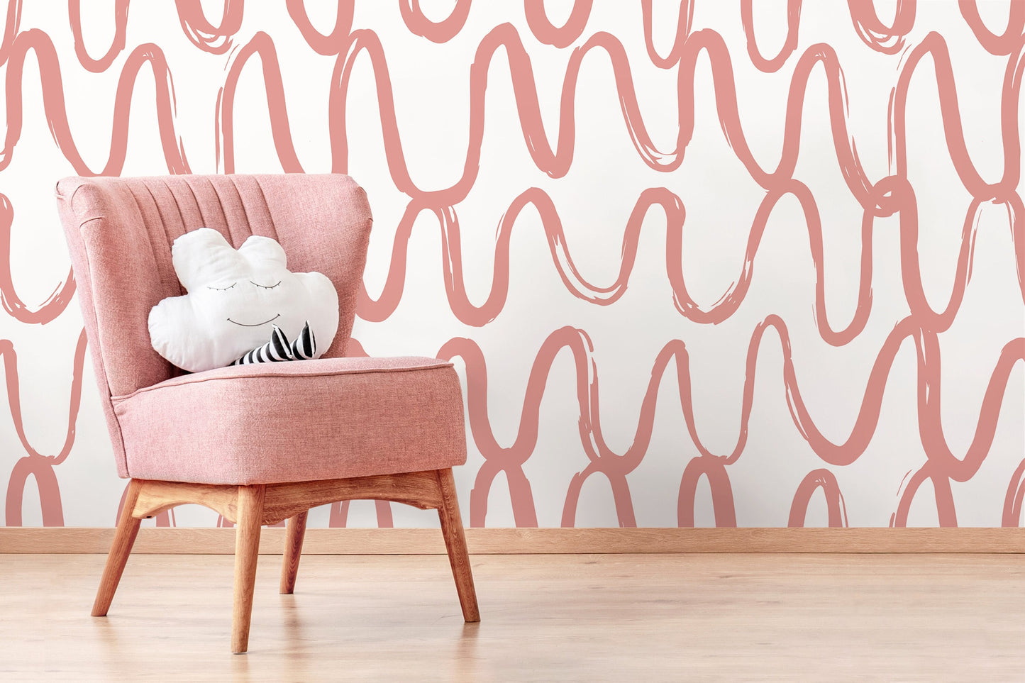 Pink Brush Wallpaper / Peel and Stick Wallpaper Removable Wallpaper Home Decor Wall Art Wall Decor Room Decor - D351