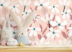 Pink Floral Wallpaper / Peel and Stick Wallpaper Removable Wallpaper Home Decor Wall Art Wall Decor Room Decor - D372