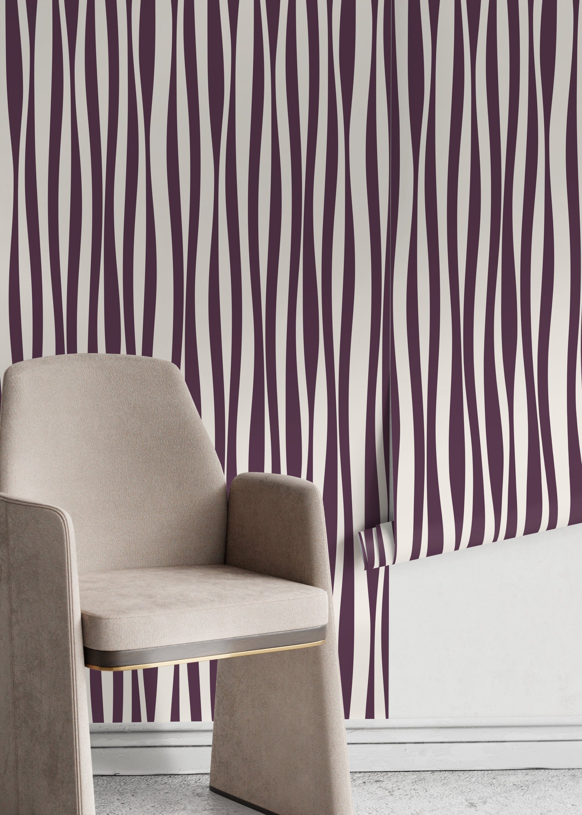 Purple Abstract Striped Wallpaper / Peel and Stick Wallpaper Removable Wallpaper Home Decor Wall Art Wall Decor Room Decor - D485
