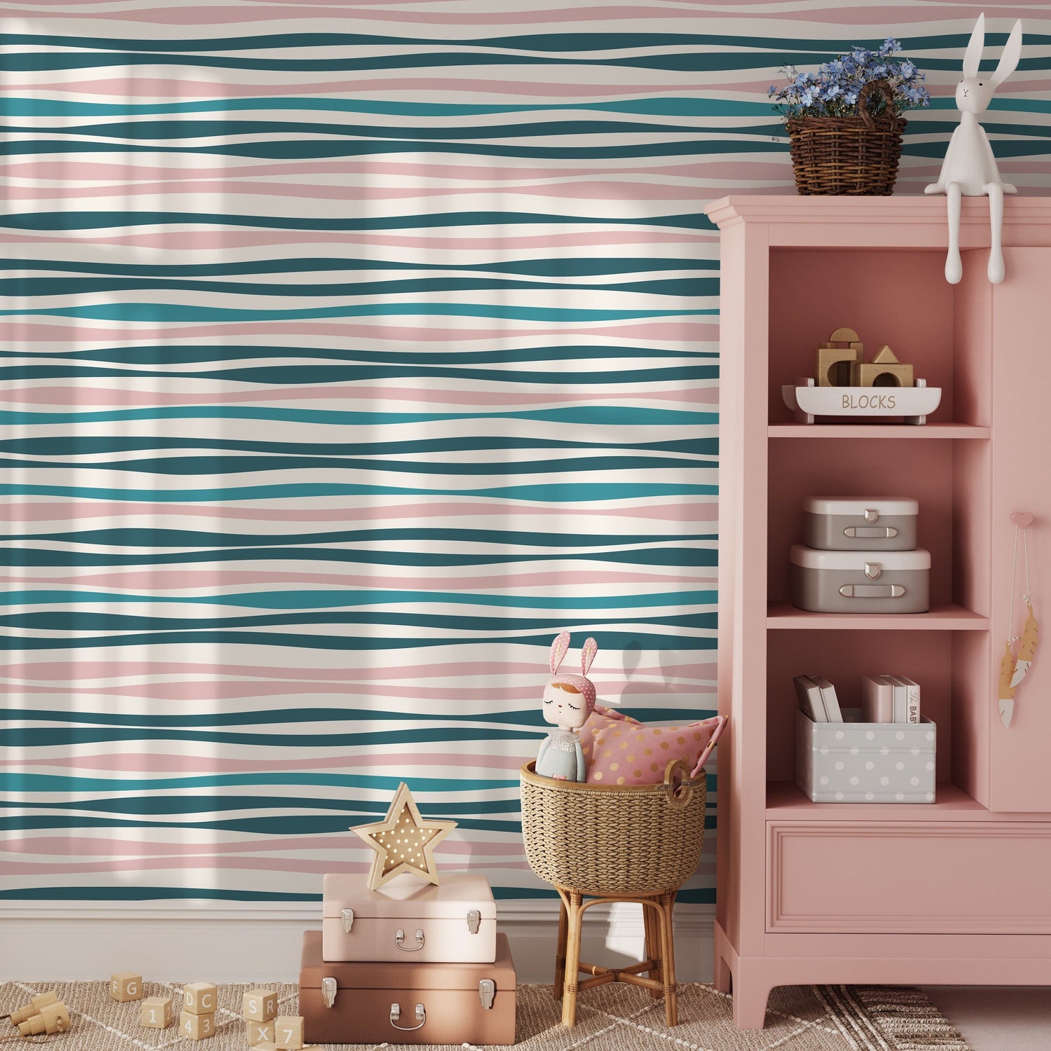 Abstract Striped Wallpaper / Peel and Stick Wallpaper Removable Wallpaper Home Decor Wall Art Wall Decor Room Decor - D487