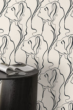 Women Face Art Line Wallpaper / Peel and Stick Wallpaper Removable Wallpaper Home Decor Wall Art Wall Decor Room Decor - D383