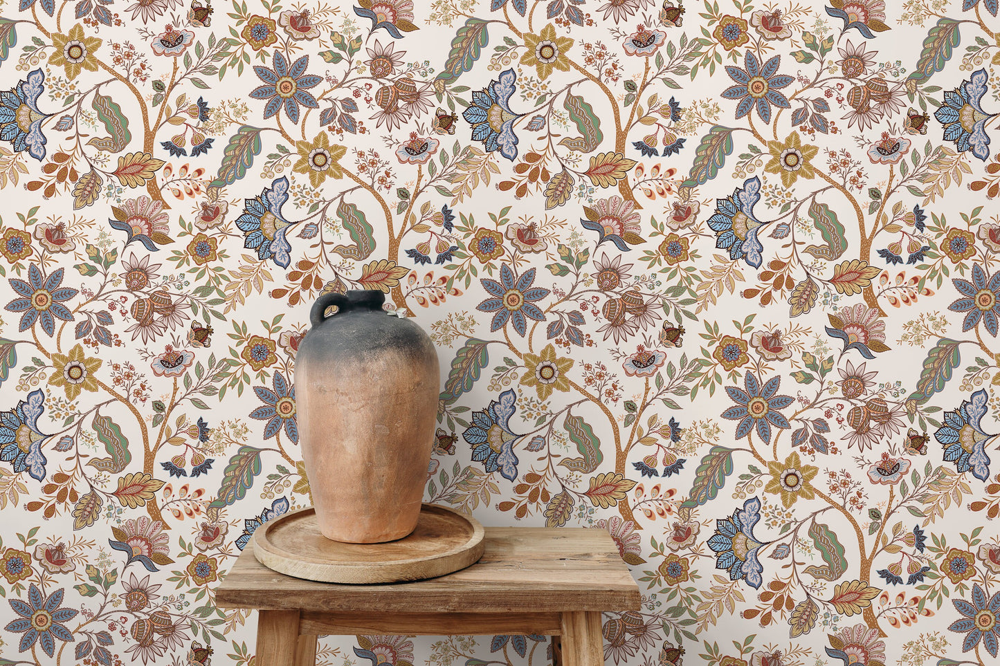 Taupe Chintz Floral Wallpaper / Peel and Stick Wallpaper Removable Wallpaper Home Decor Wall Art Wall Decor Room Decor - D385