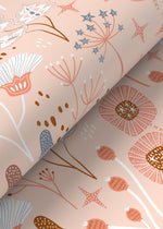 Pink Mind-Century Floral Wallpaper / Peel and Stick Wallpaper Removable Wallpaper Home Decor Wall Art Wall Decor Room Decor - D393