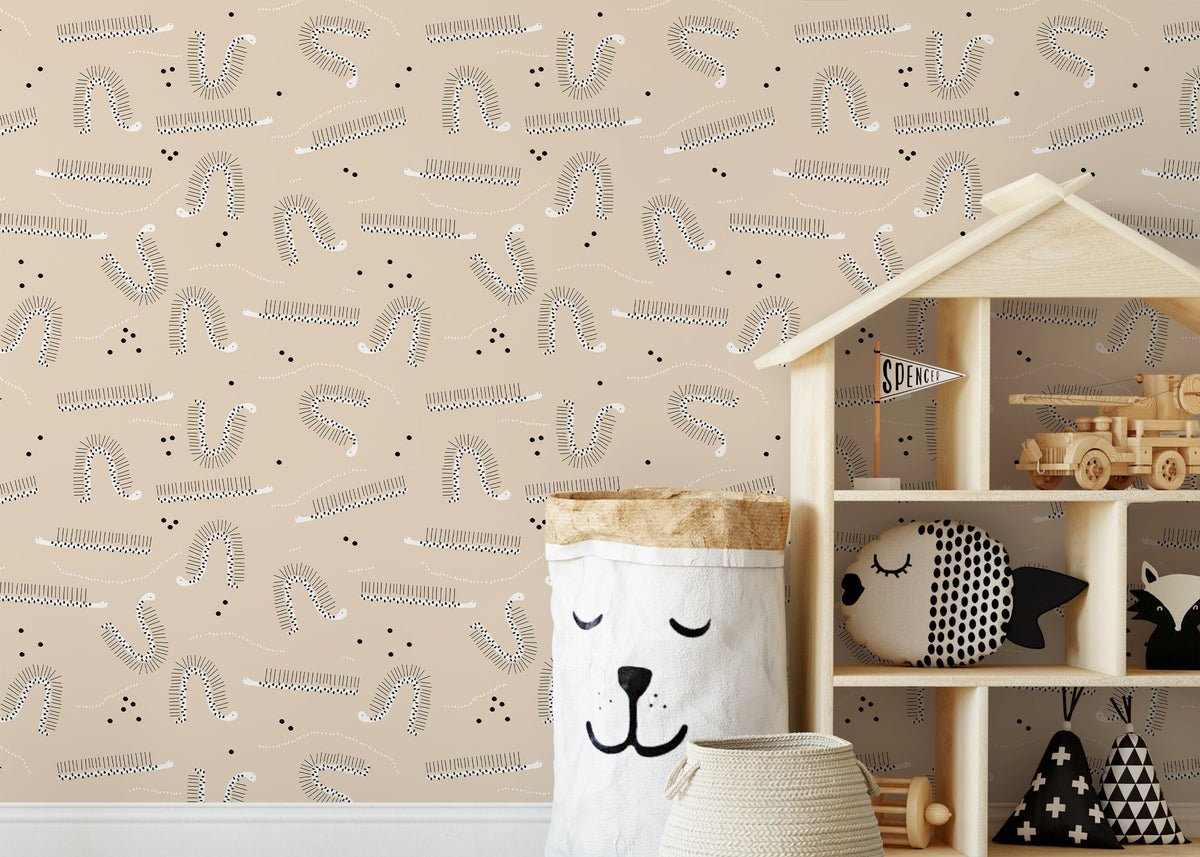 Neutral Nursery Wallpaper / Peel and Stick Wallpaper Removable Wallpaper Home Decor Wall Art Wall Decor Room Decor - D406